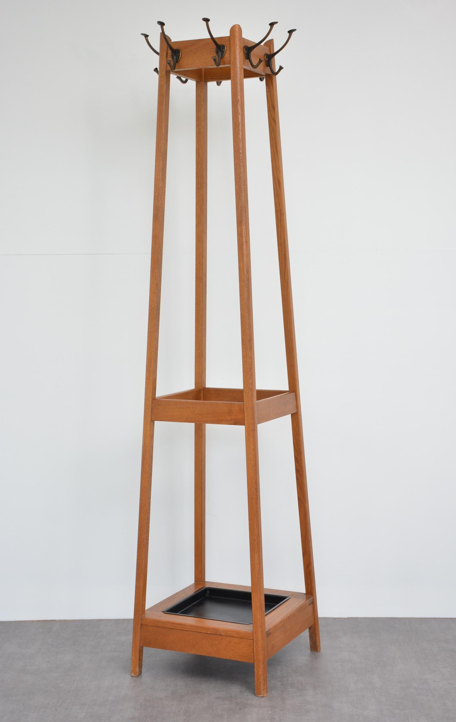 Mid-century Modern Oak Coat Stand with Integrated Umbrella Holders and Drip Tray (1 of 17) Mid-century Modern Oak Coat Stand with Integrated Umbrella Holders and Drip Tray (1 of 17)