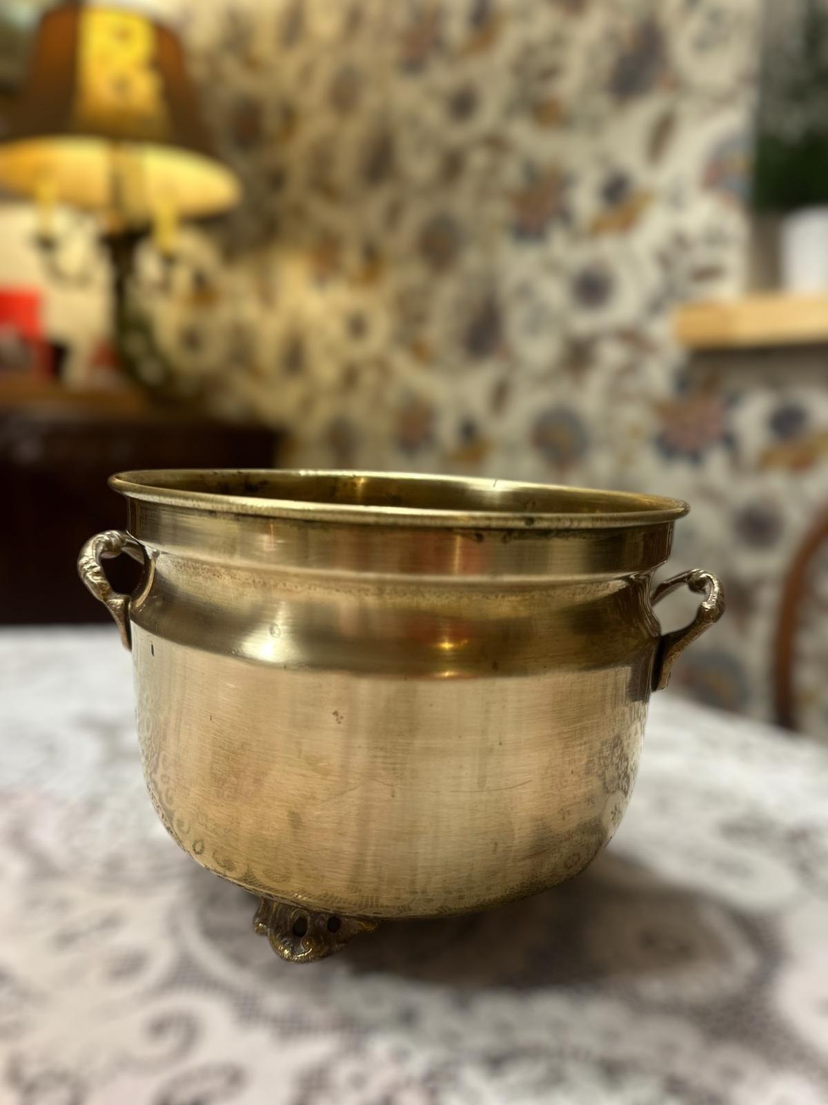 Antique Brass Pot / Brass Planter / 18th 19th Century (1 of 7)