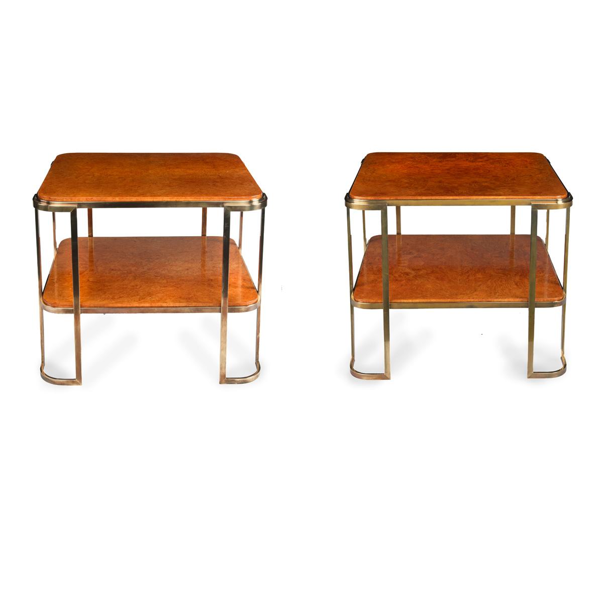 Pair of Stylish Art Deco Burr Amboyna & Bronze Occasional Tables (1 of 9)