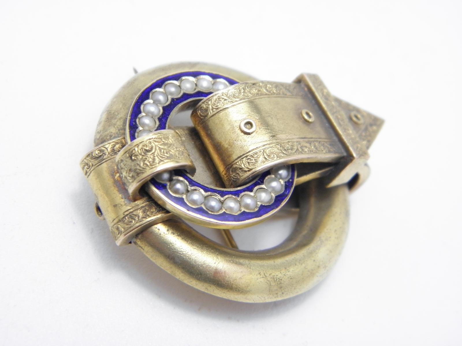 Antique 18ct Gold Huge Pearl Buckle Brooch Pin C1880 French Heavy 15g Amazing (1 of 16)