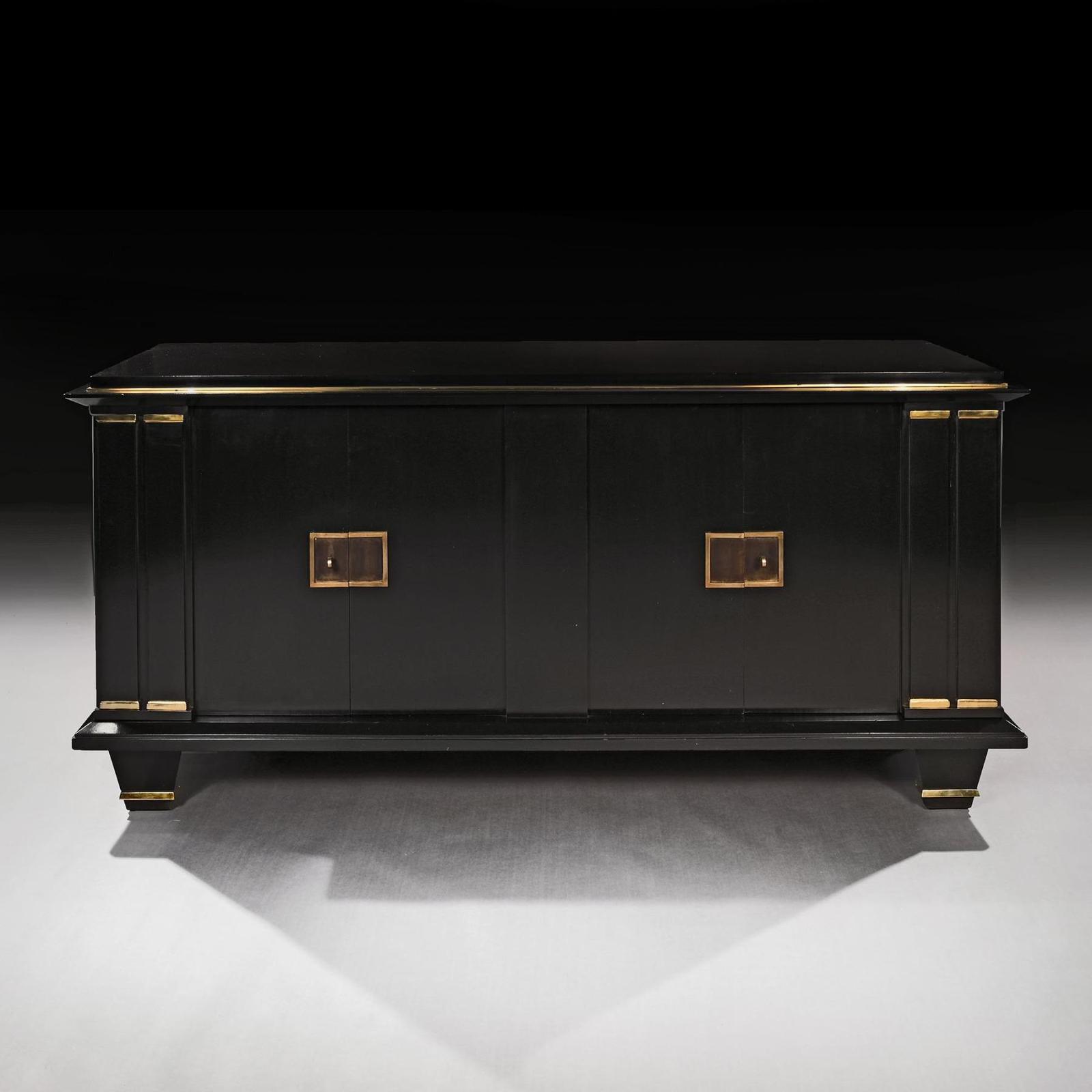 Jacques Adnet French Art Deco Modernist Ebonised Enfilade Sideboard with Gilt Bronze Mounts (1 of 12) Jacques Adnet French Art Deco Modernist Ebonised Enfilade Sideboard with Gilt Bronze Mounts (1 of 12)