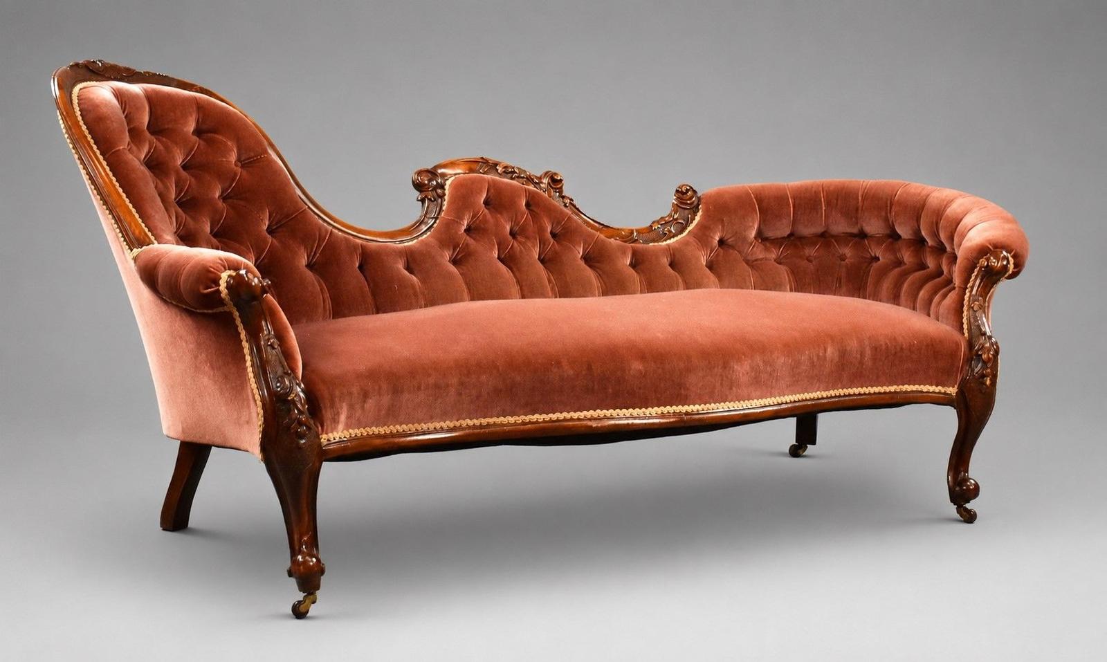 Victorian Carved Walnut Chaise Longue Settee (1 of 8) Victorian Carved Walnut Chaise Longue Settee (1 of 8)