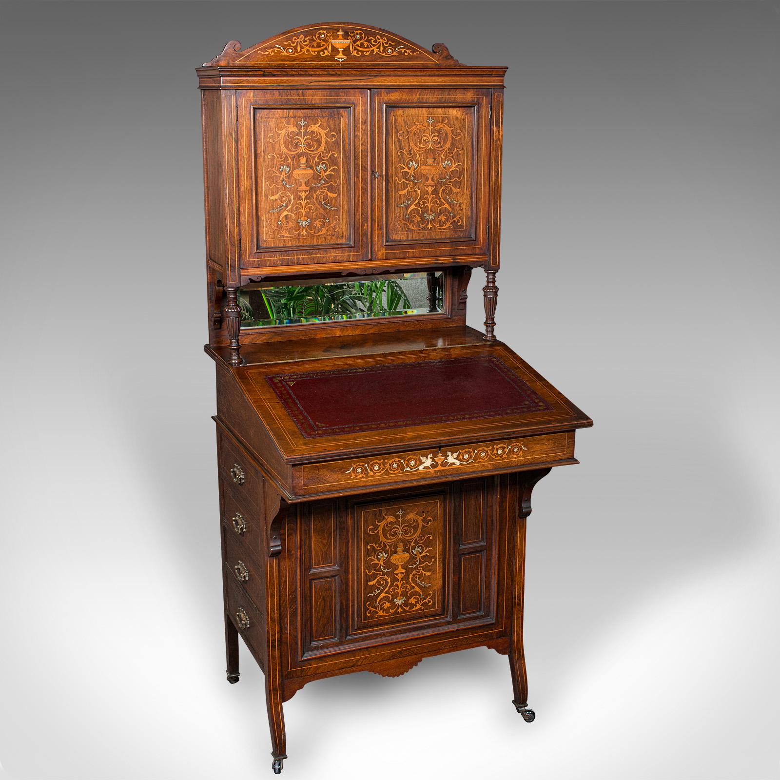 Antique Tall Davenport, English, Walnut, Bureau Cabinet - Victorian c.1860 (1 of 12)
