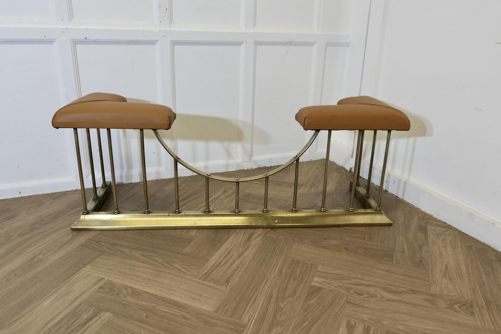 Leather Upholstered Brass Club Fender (1 of 8)