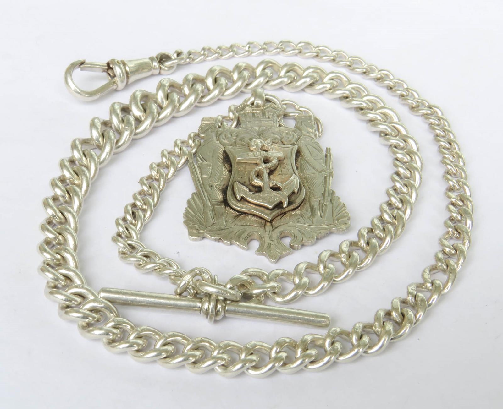 Antique Silver Watch Chain & Fob (1 of 3) Antique Silver Watch Chain & Fob (1 of 3)