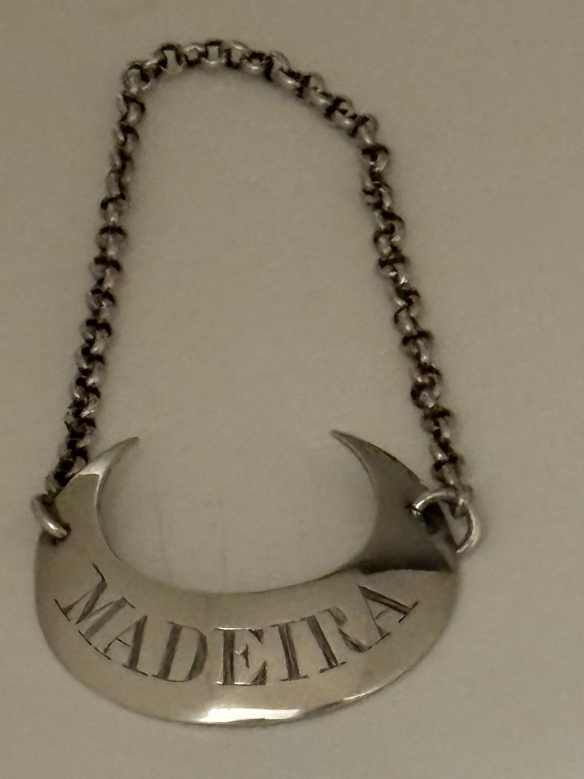 Hester Bateman Sterling Silver Crescent Shaped Decanter Label c.1770 (1 of 6) Hester Bateman Sterling Silver Crescent Shaped Decanter Label c.1770 (1 of 6)