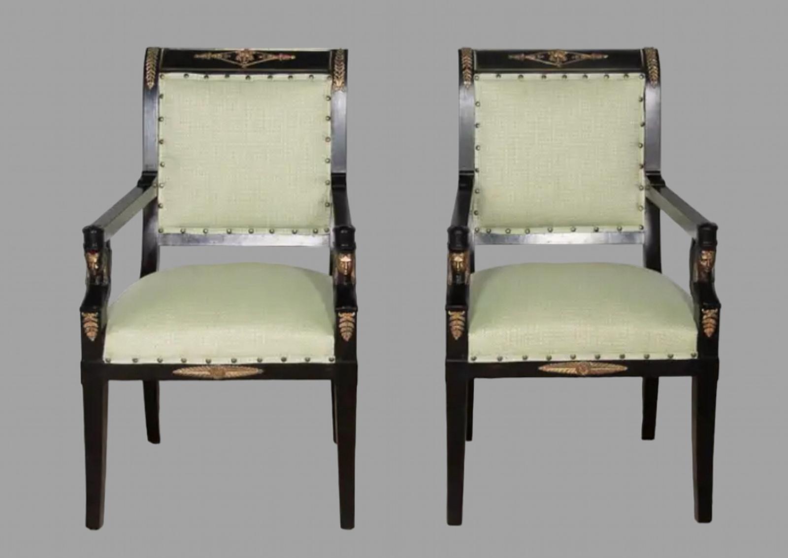 Pair of Attractive Ebonised Armchairs (1 of 4) Pair of Attractive Ebonised Armchairs (1 of 4)