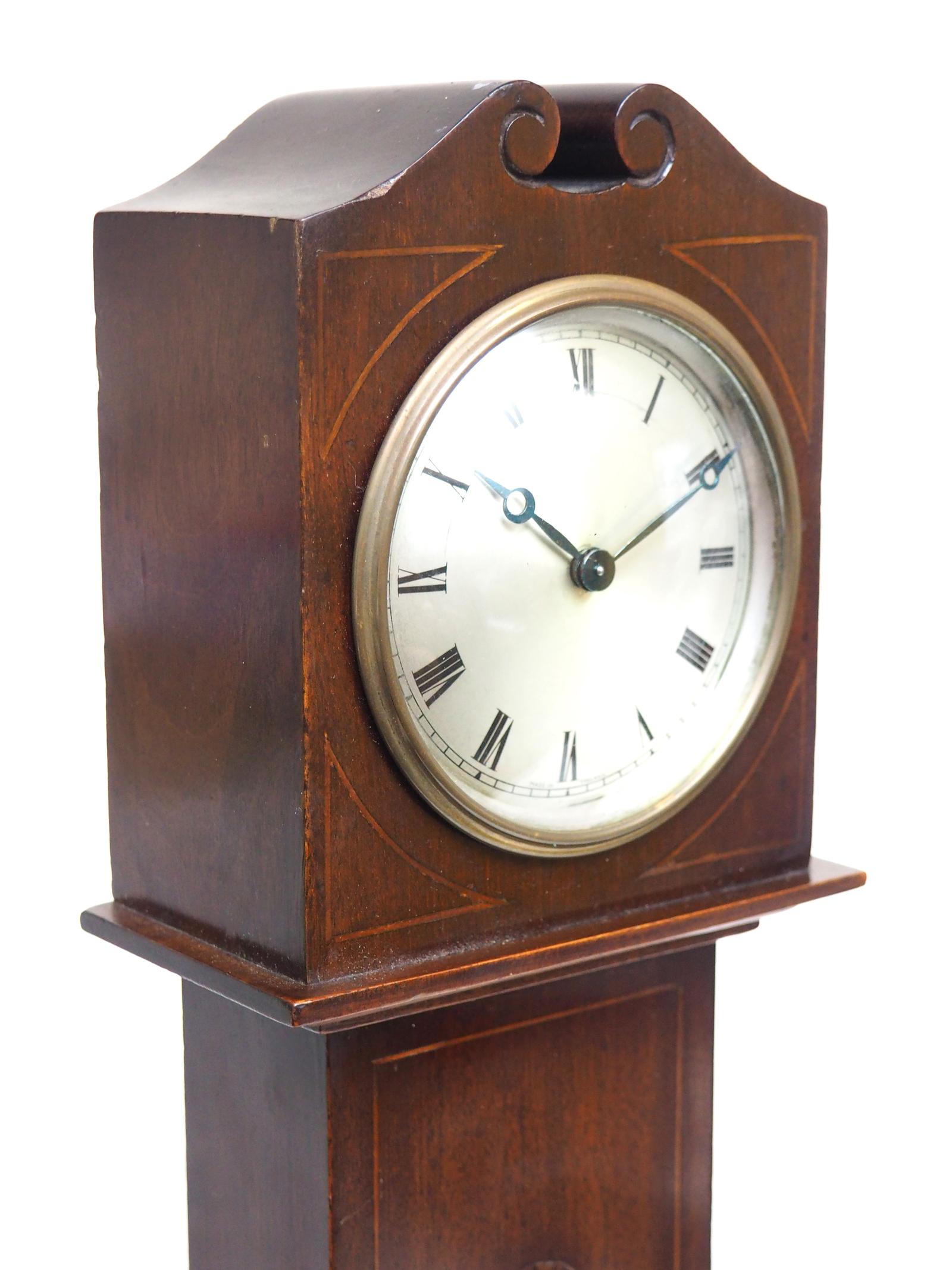 Inlaid Antique 8 Day Miniature Longcase Grandfather Mantle Clock (1 of 9)