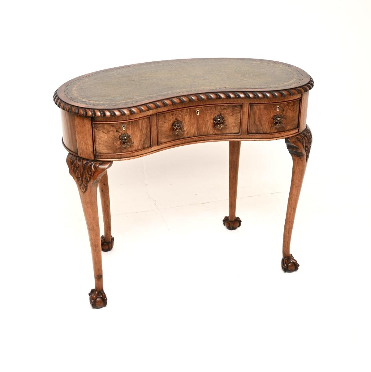Antique Burr Walnut Leather Top Kidney Shaped Desk (1 of 10) Antique Burr Walnut Leather Top Kidney Shaped Desk (1 of 10)