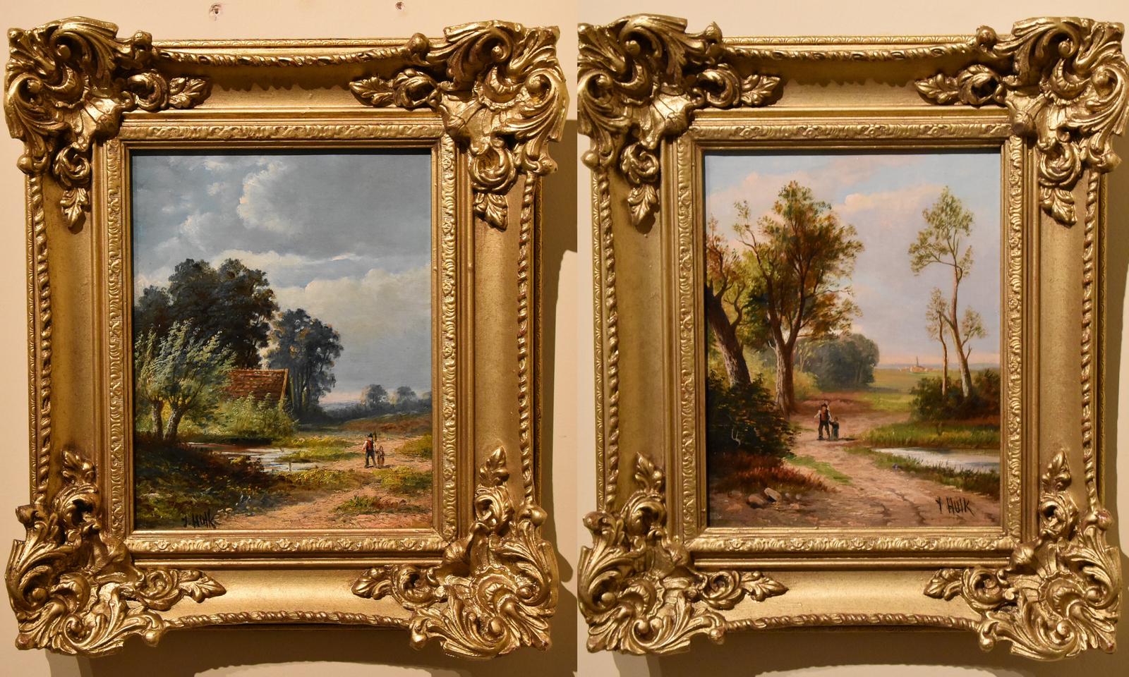 Oil Painting Pair by John Frederick Hulk Junior "Dutch Landscapes" (1 of 6)