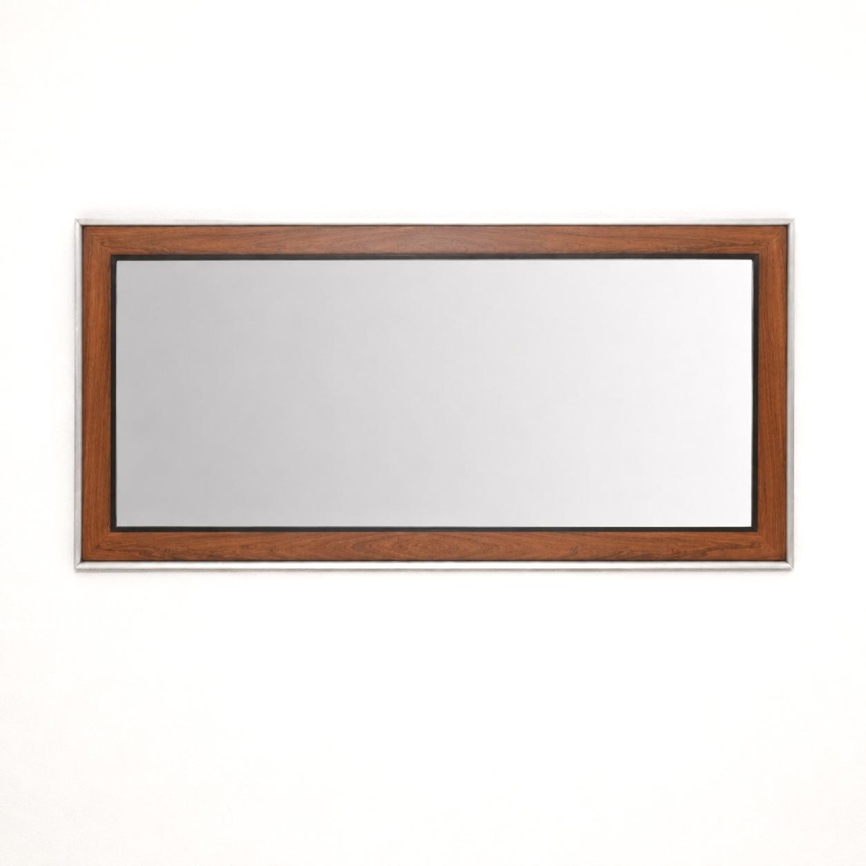 Large Danish Vintage Rosewood and Steel Mirror (1 of 7) Large Danish Vintage Rosewood and Steel Mirror (1 of 7)