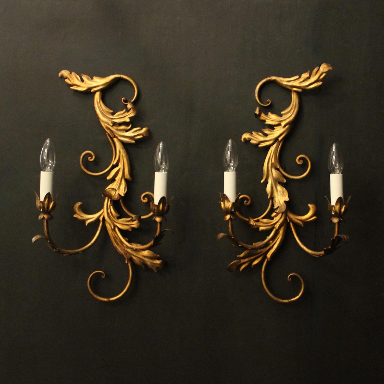 Florentine Pair Of Gilded Twin Arm Wall Lights (1 of 10)