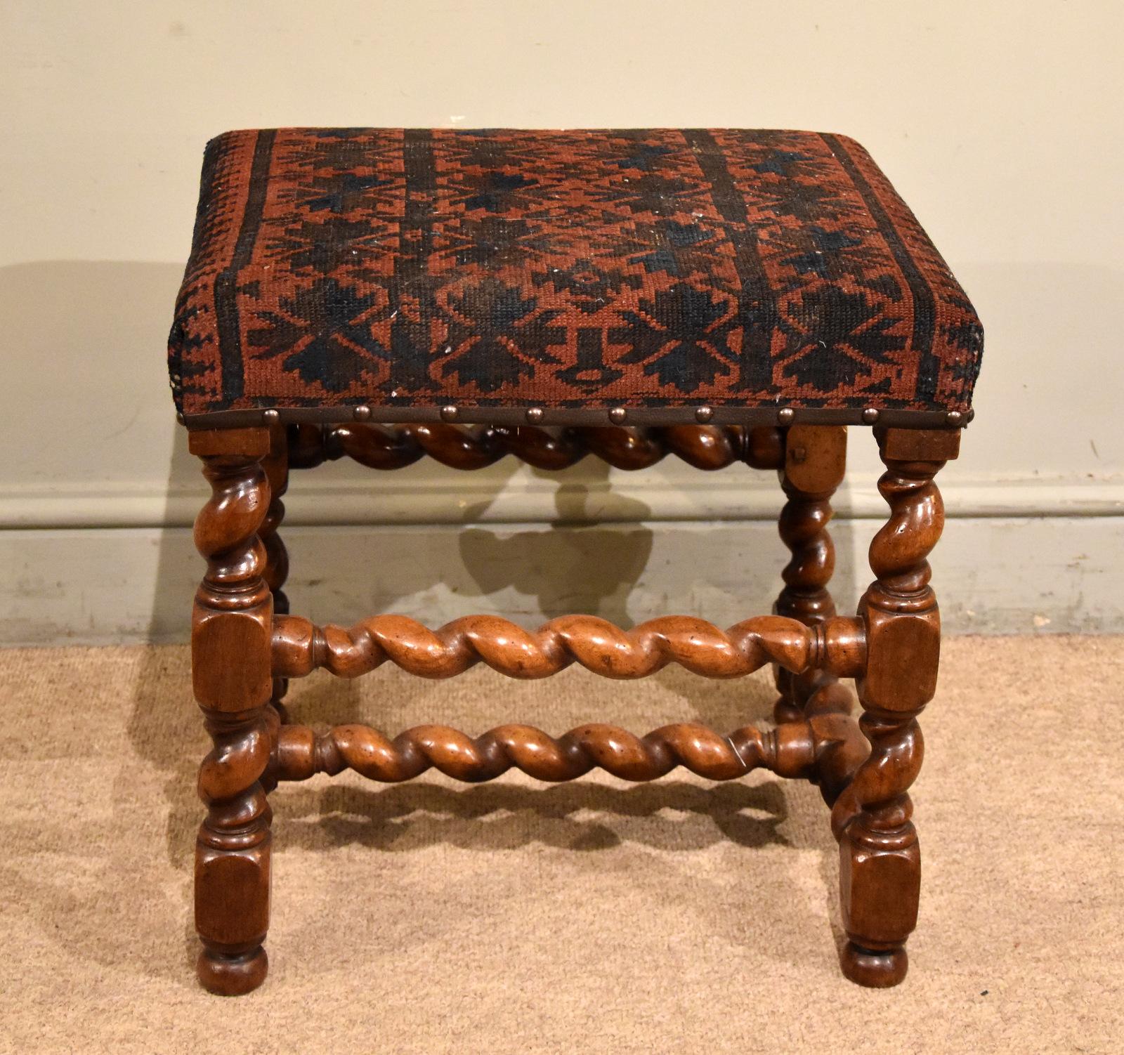 Charles II Period Walnut Stool Barley Twist Legs (1 of 5) Charles II Period Walnut Stool Barley Twist Legs (1 of 5)