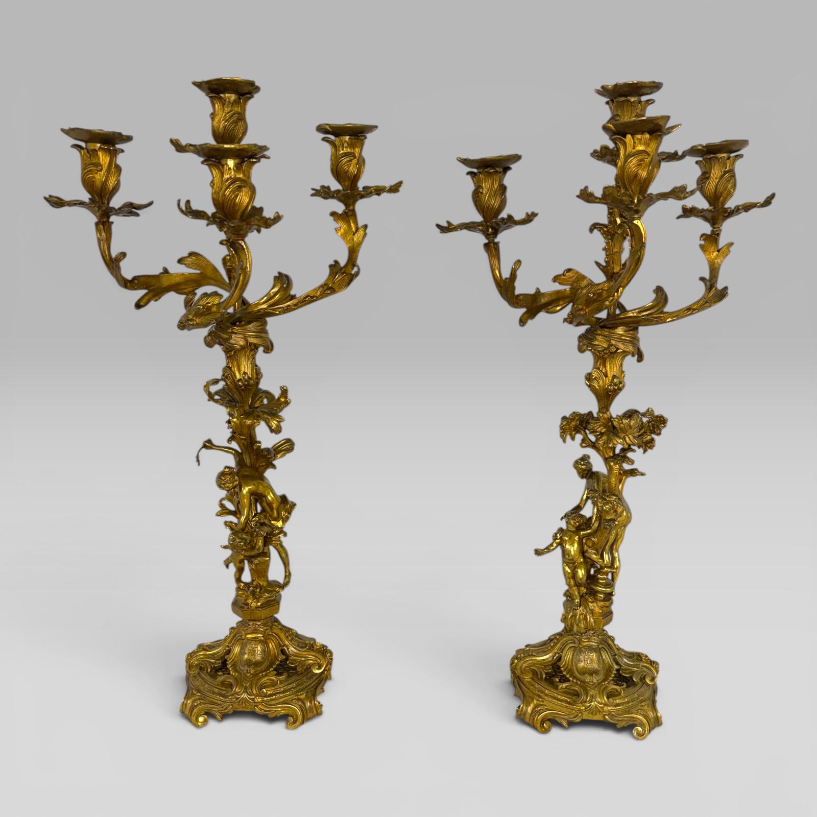 Antique Pair of French Rococo Gilt Bronze Figural Candelabra, Late 19th Century (1 of 14) Antique Pair of French Rococo Gilt Bronze Figural Candelabra, Late 19th Century (1 of 14)