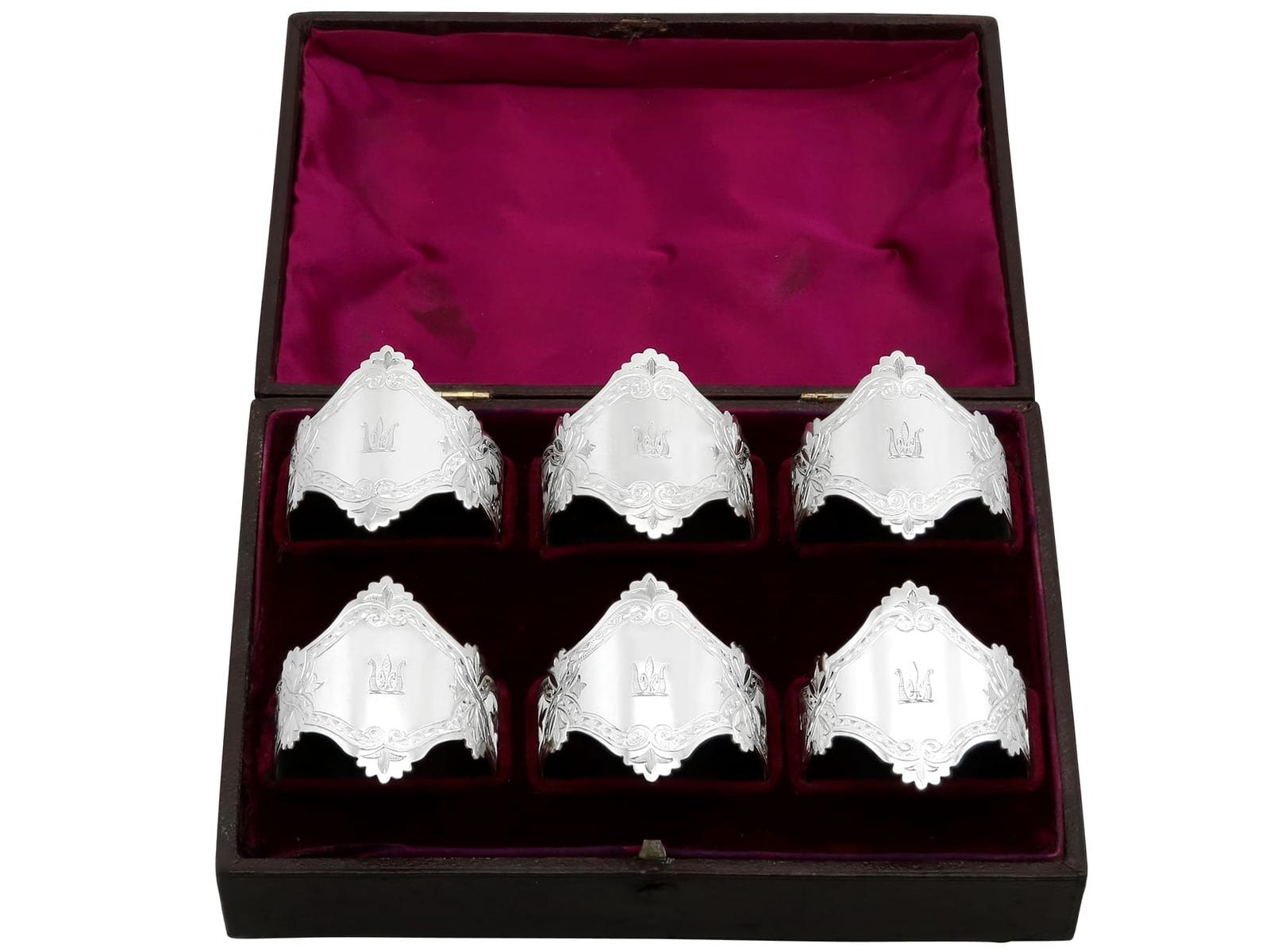 Antique Victorian Sterling Silver Napkin Rings (1 of 10)