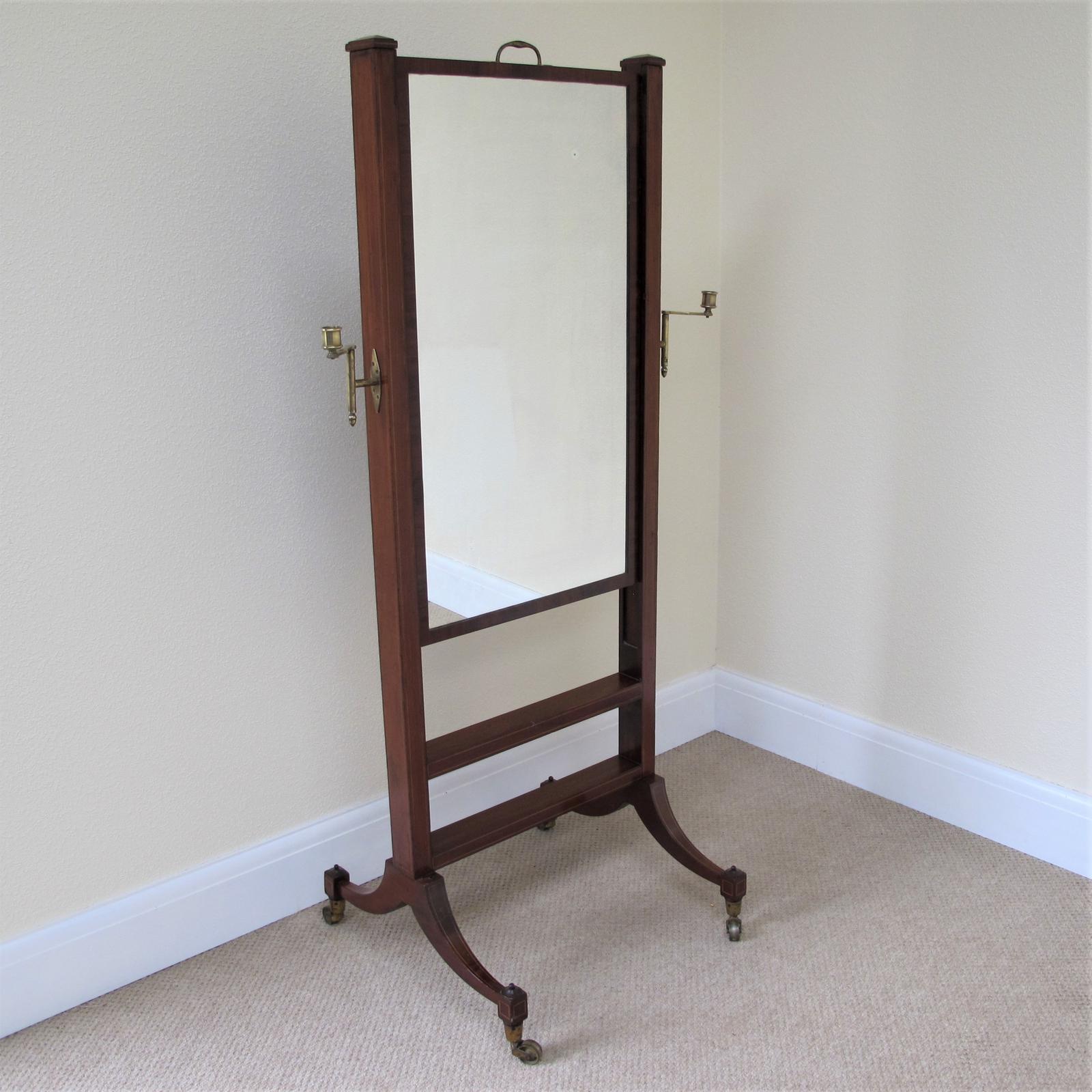 Mahogany Cheval Mirror with Rise & Fall Mechanism (1 of 7)