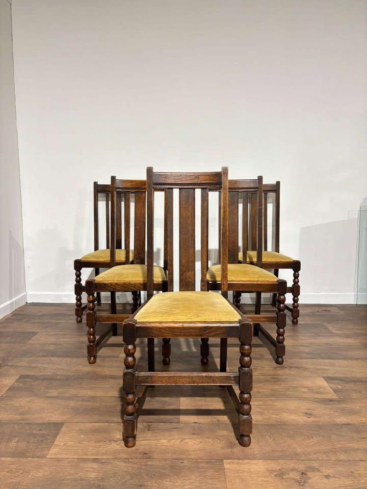 Vintage Set of Five Oak Dining Chairs (1 of 16)