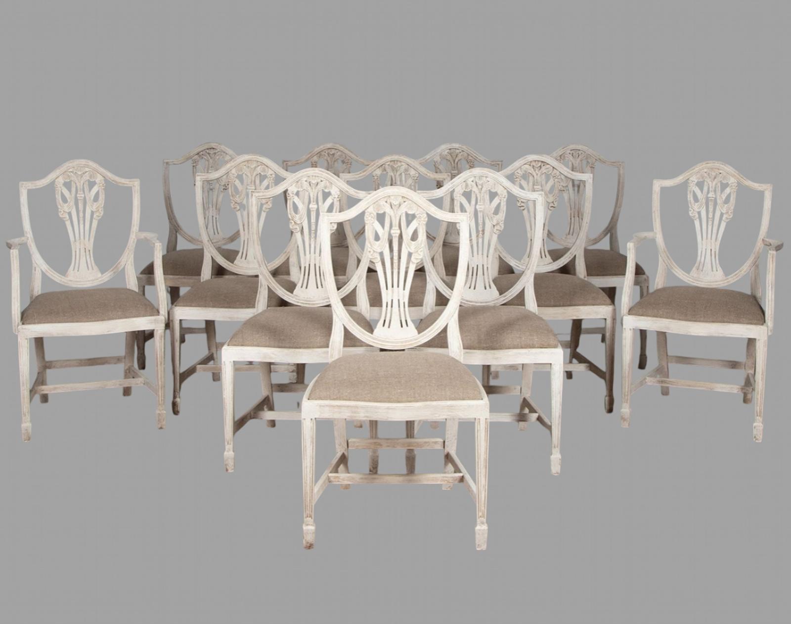 Set of Twelve Mid Century Painted Dining Chairs (1 of 7)