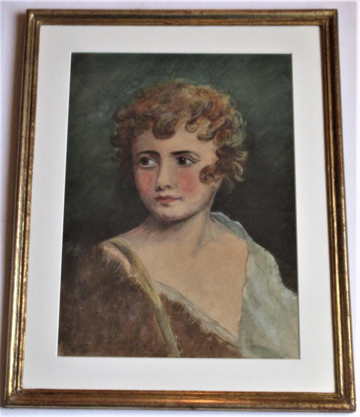 Watercolour, manner of Andrea del Sarto, Young St John the Baptist c1880, framed (1 of 5) Watercolour, manner of Andrea del Sarto, Young St John the Baptist c1880, framed (1 of 5)