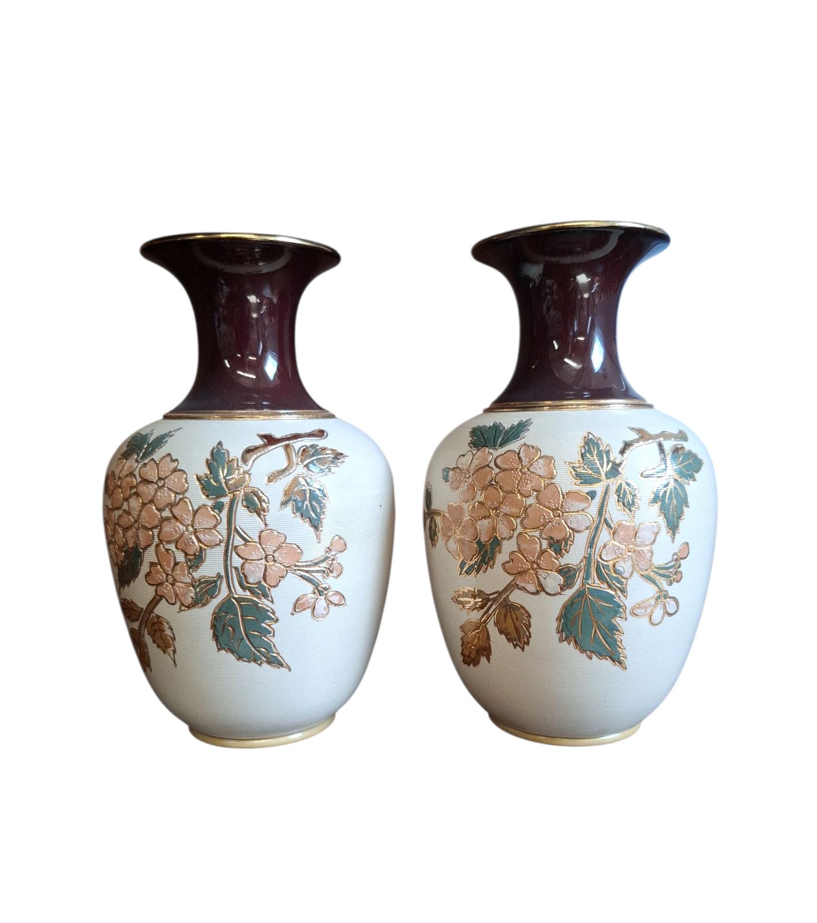 Pair of Combed Glaze Vases by Langley Mill Pottery (1 of 2)