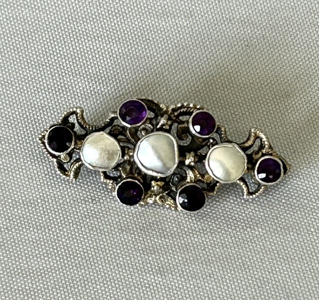 Austro / Hungarian Silver, Pearl & Amethyst Brooch (1 of 5) Austro / Hungarian Silver, Pearl & Amethyst Brooch (1 of 5)