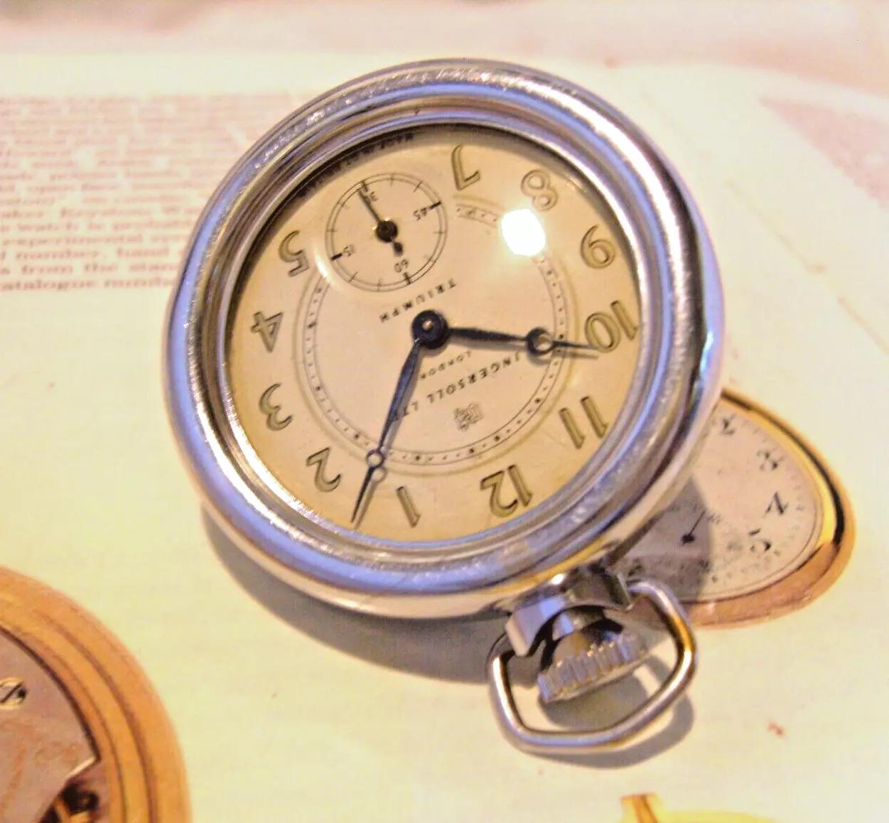 Ingersoll Pocket Watch Case 1960s Silver Chrome Original Protective Outer Case (1 of 11)