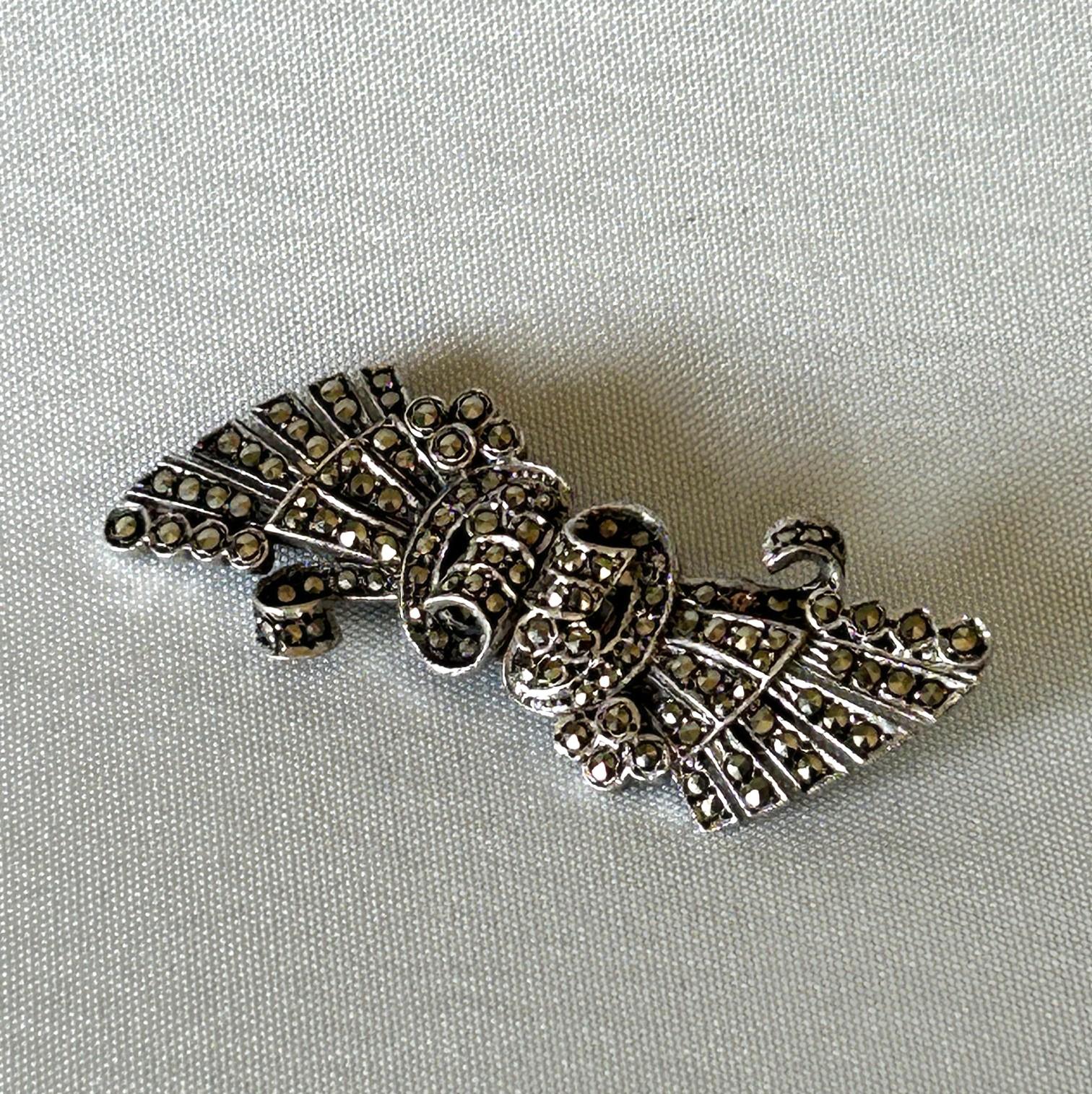 Art Deco Silver & Marcasite Duette Dress Clip (1 of 8) Art Deco Silver & Marcasite Duette Dress Clip (1 of 8)