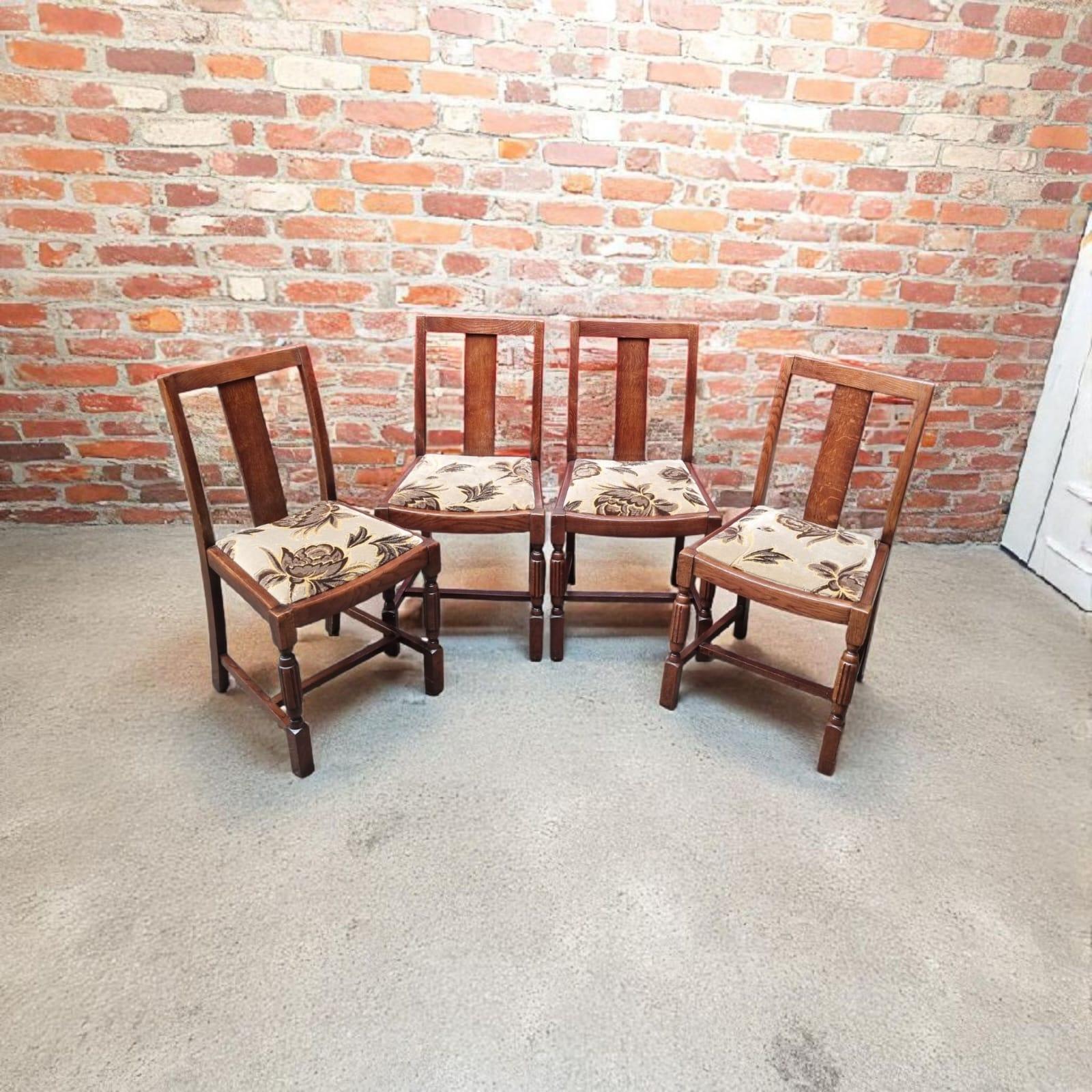 Vintage Oak Dining Chairs  / Set of 4 / English Made c.1960 (1 of 10)