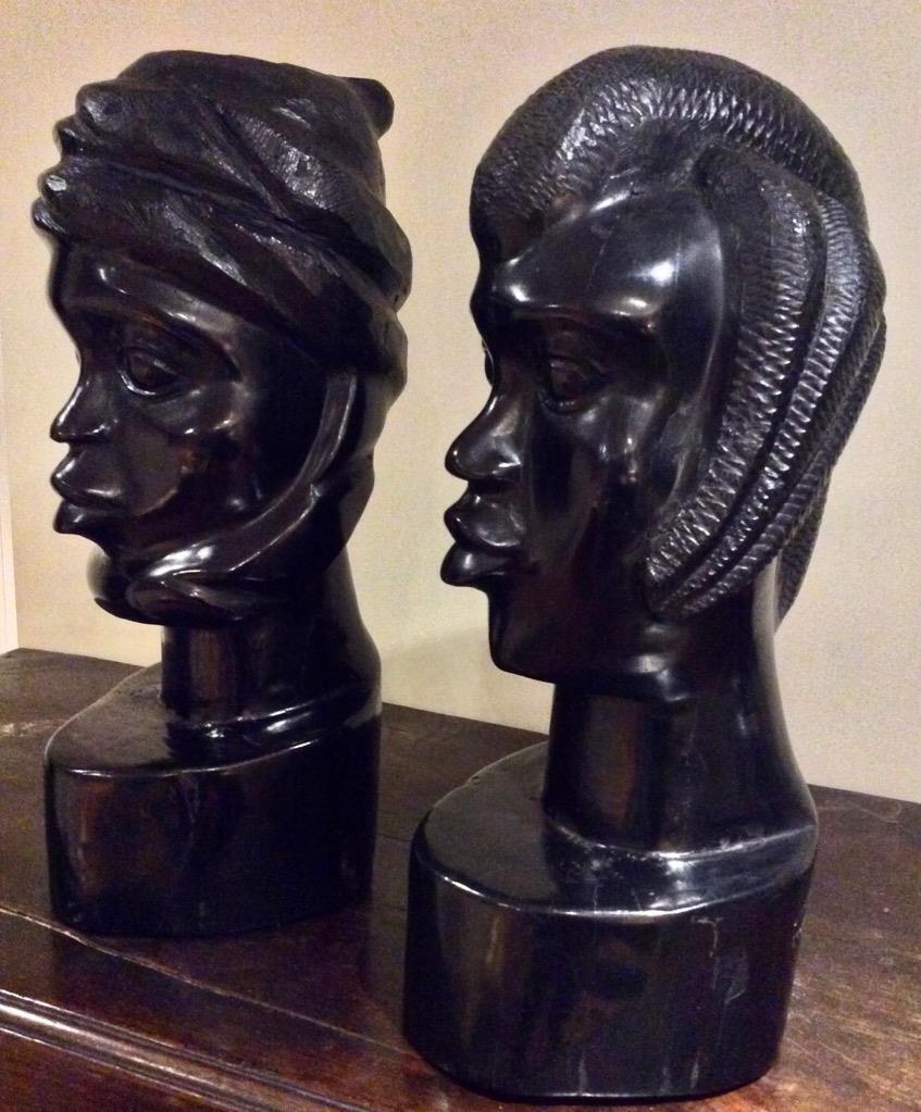 Huge Pair Of African Busts c.1930's Male & Female Heads Solid Ebony Almost 2ft (1 of 11) Huge Pair Of African Busts c.1930's Male & Female Heads Solid Ebony Almost 2ft (1 of 11)