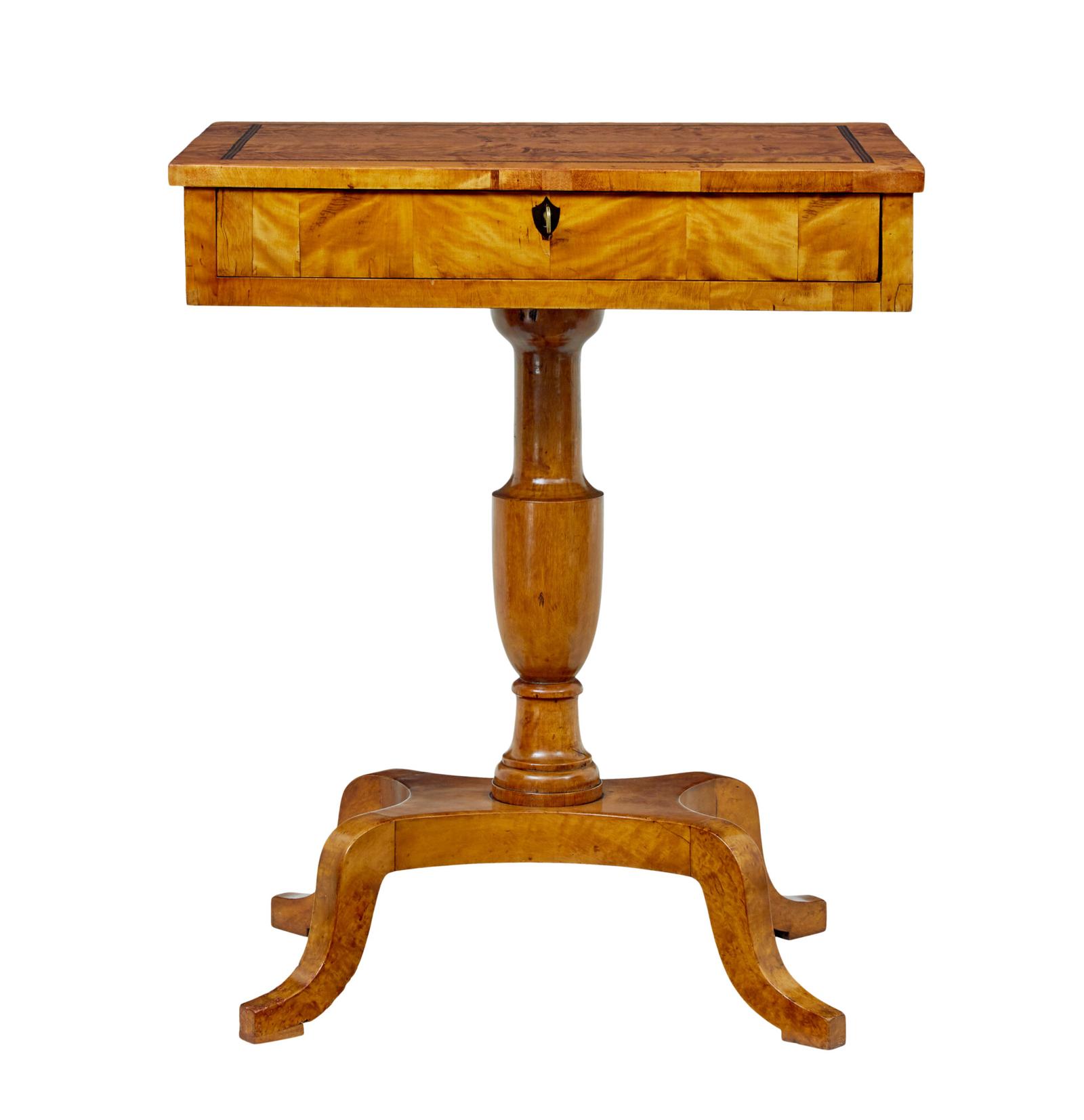 Swedish 19th Century Inlaid Empire Revival Birch Side Table (1 of 8)