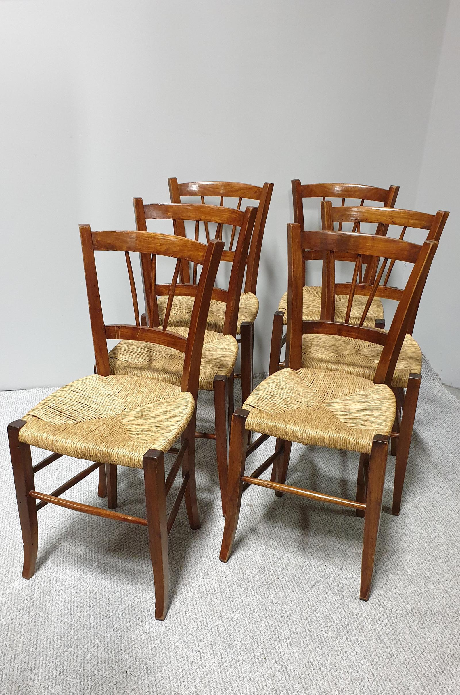 Set of Six Fruitwood Country Kitchen Dining Chairs (1 of 1)