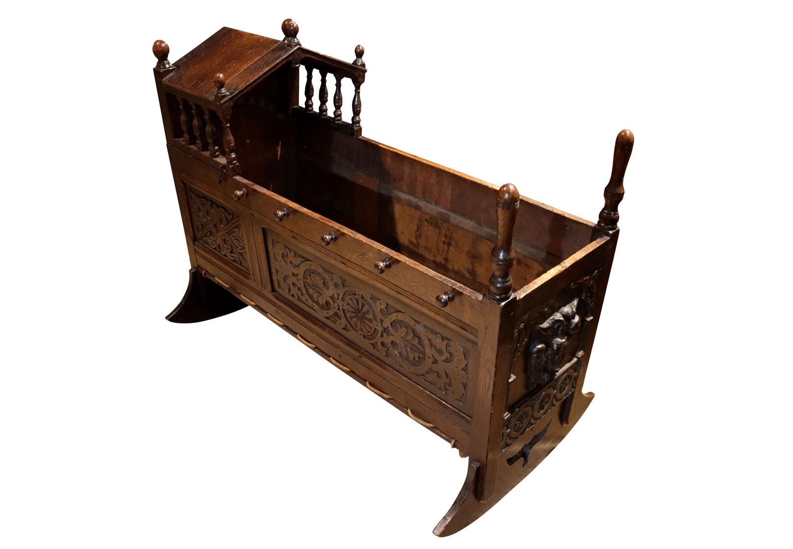 A 17th Century Style Oak Panelled Crib, circa mid-19th century (1 of 11)