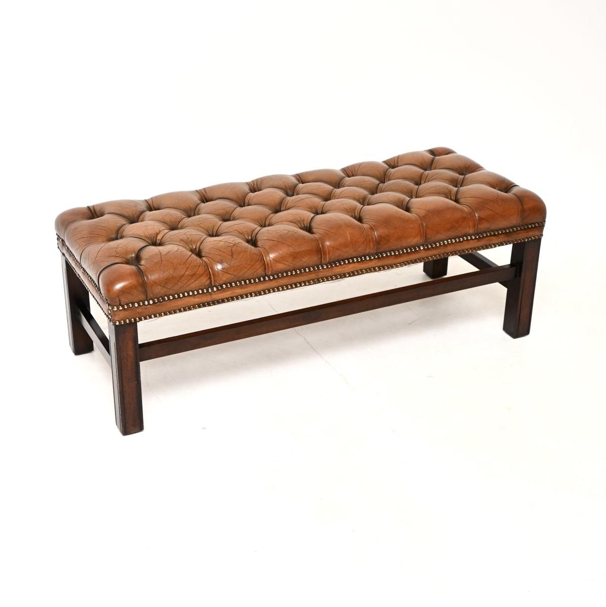 Leather & Mahogany Stool / Bench (1 of 8) Leather & Mahogany Stool / Bench (1 of 8)