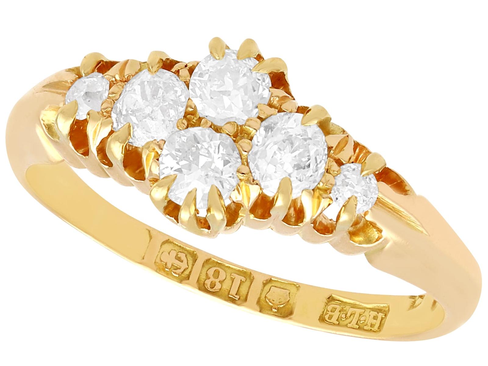 Victorian 0.54ct Diamond & 18ct Yellow Gold Dress Ring (1 of 9)
