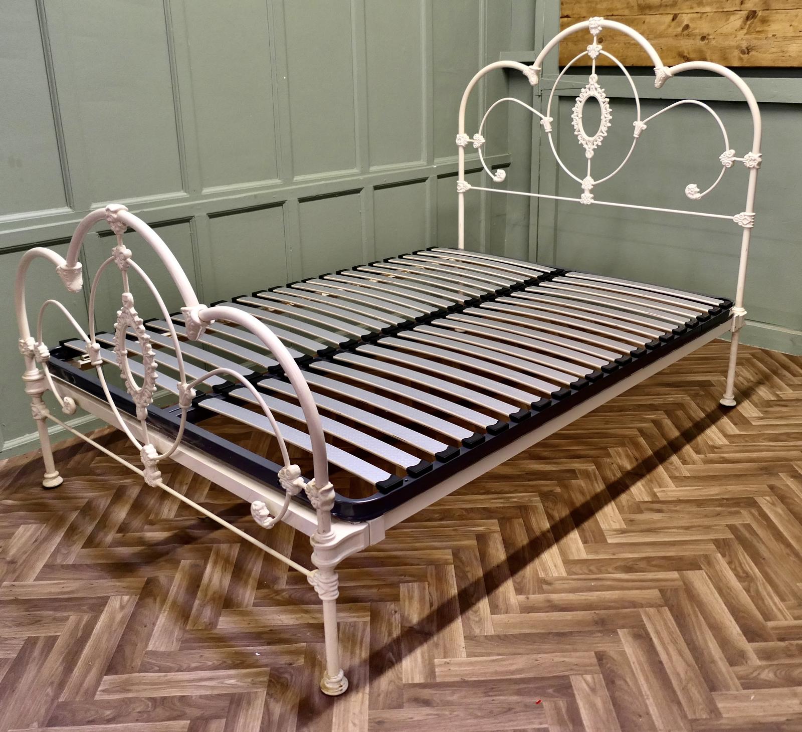 Cream Coloured Wrought Iron Bed Double Bed (1 of 6)