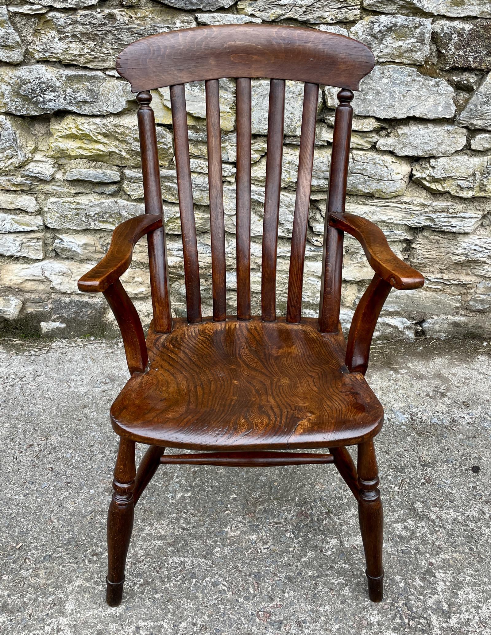 Antique Elm Lathe Back Farmhouse Chair (1 of 15) Antique Elm Lathe Back Farmhouse Chair (1 of 15)