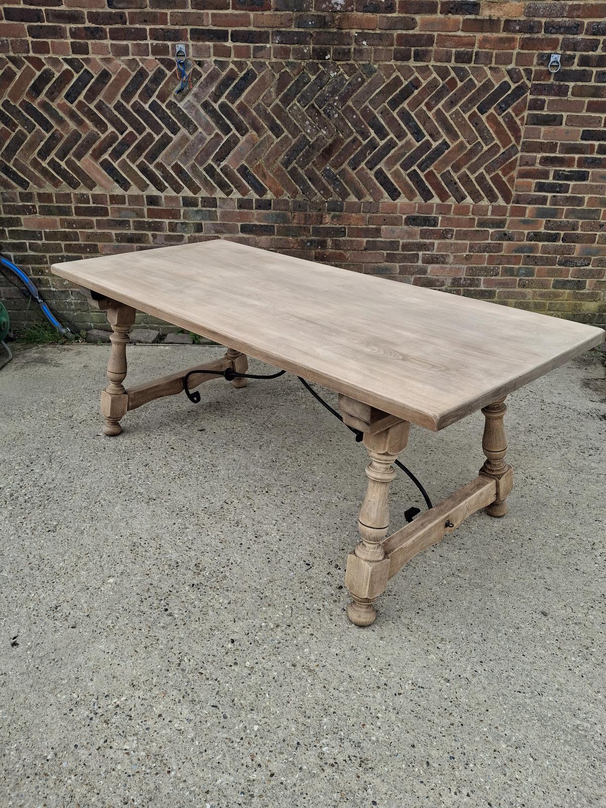Antique Spanish Walnut Dining Table Bleached Rustic Farmhouse Wrought Iron Base (1 of 17) Antique Spanish Walnut Dining Table Bleached Rustic Farmhouse Wrought Iron Base (1 of 17)