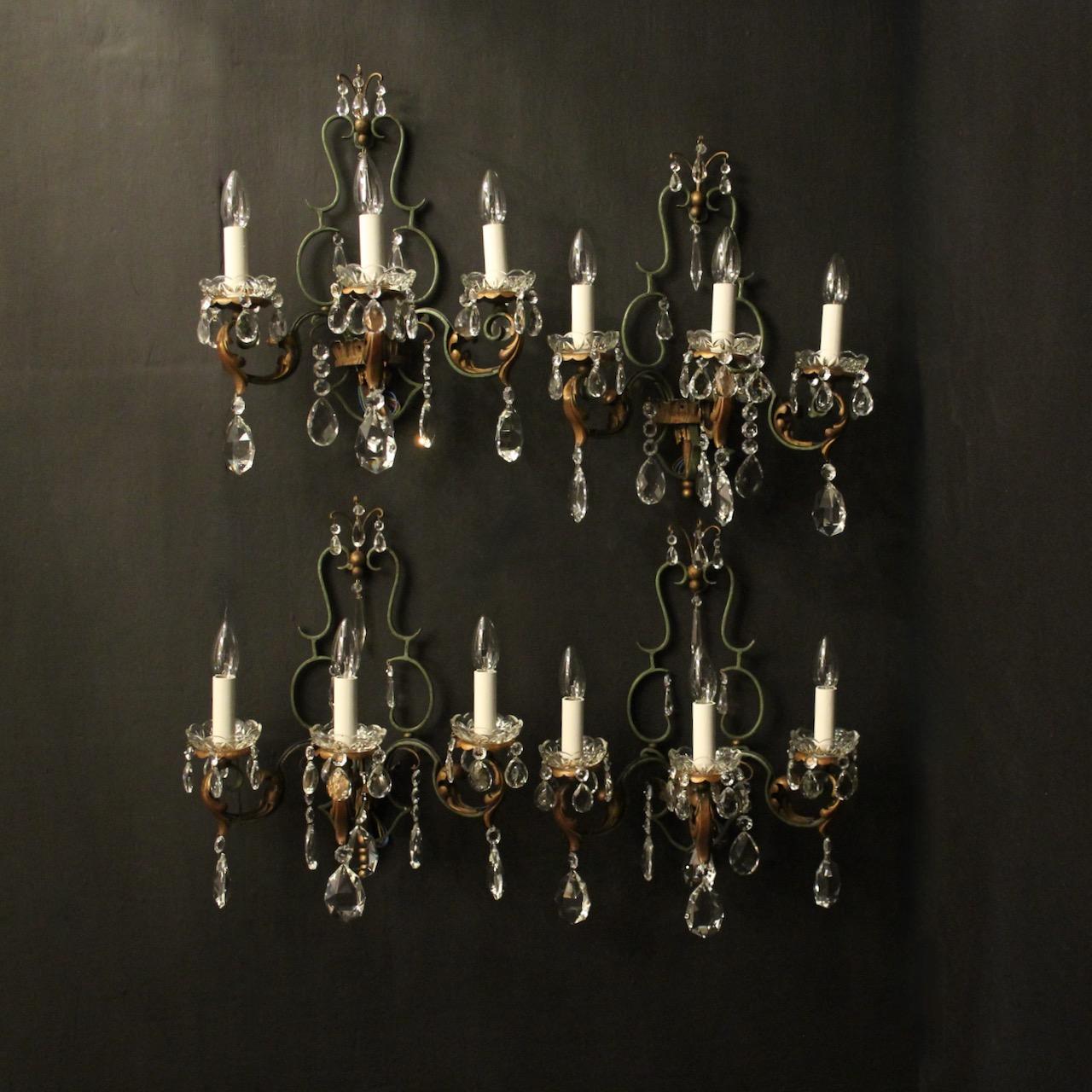 French Set Of 4 Arm Wrought Iron Wall Lights (1 of 10) French Set Of 4 Arm Wrought Iron Wall Lights (1 of 10)