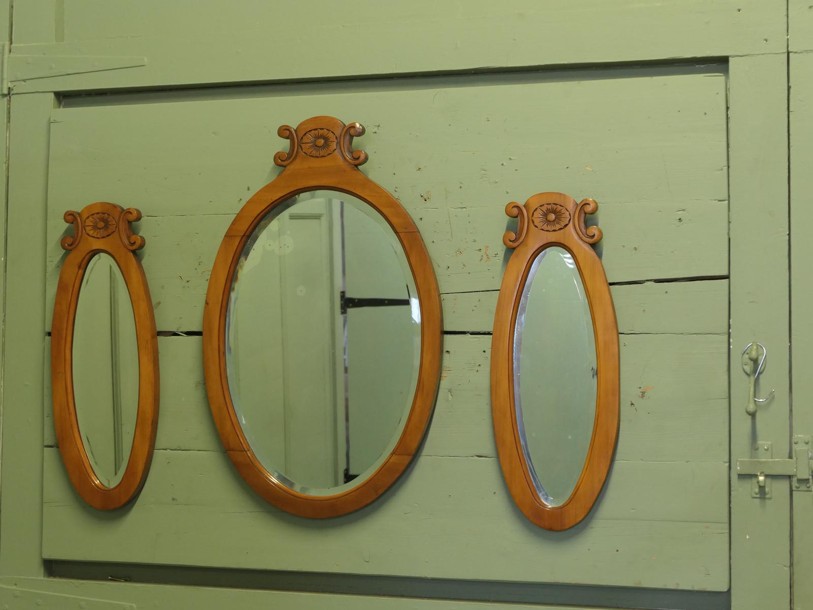 A Trio of Oval Satin Walnut Wall Mirrors (1 of 5) A Trio of Oval Satin Walnut Wall Mirrors (1 of 5)