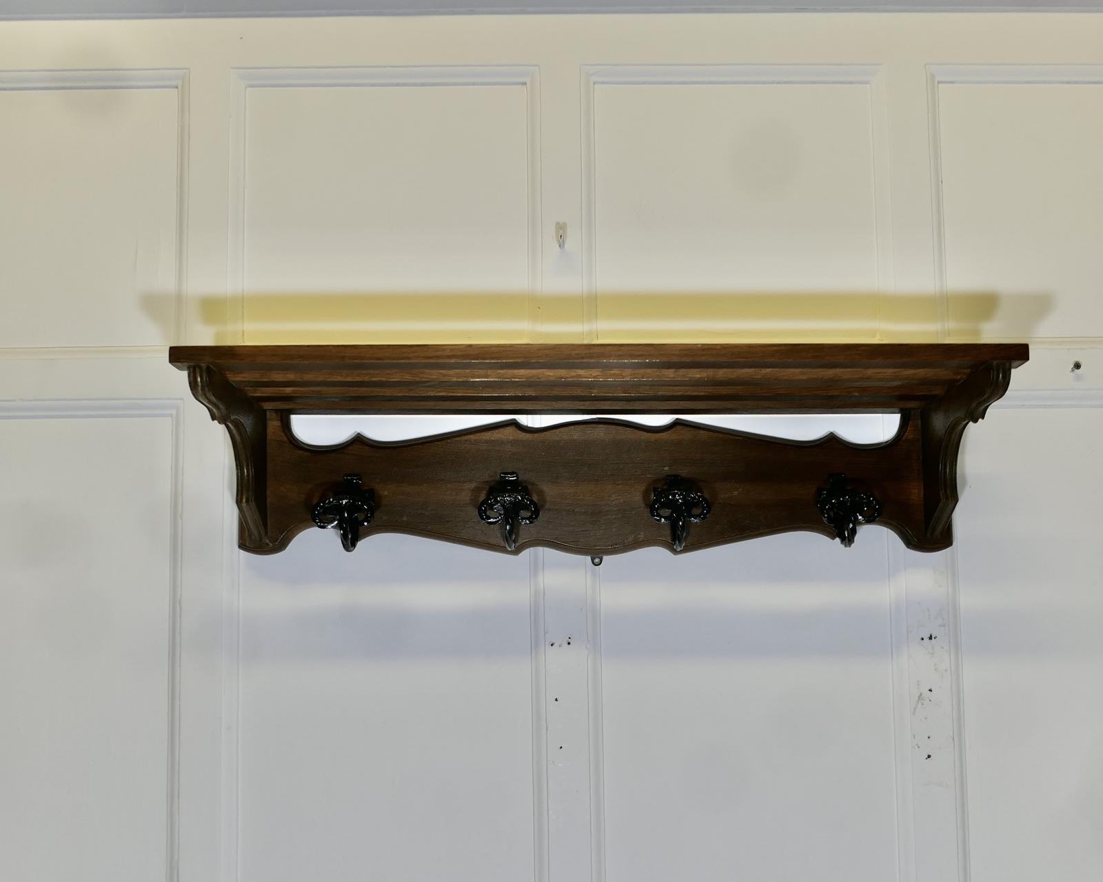 Midcentury French Solid Oak Hall Coat Rack (1 of 7)