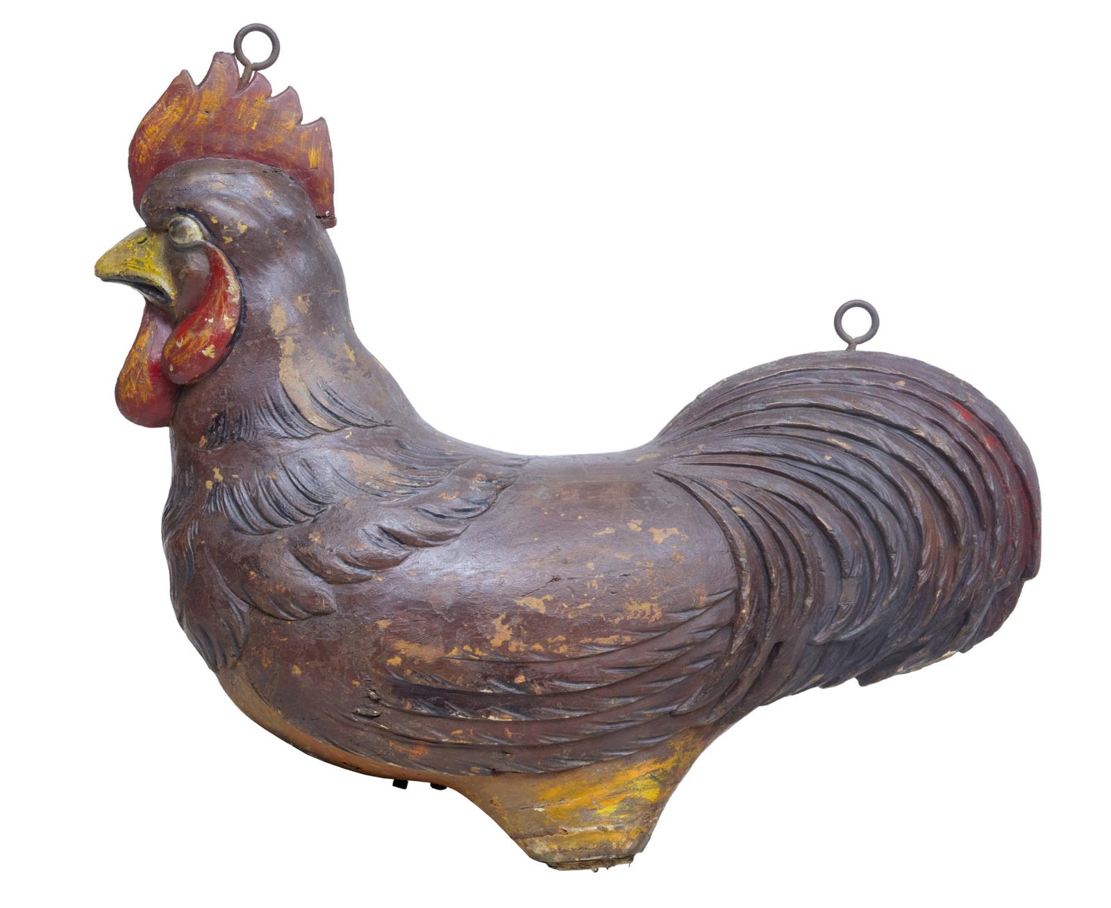French 19th Century Carved Solid Wood Rooster Shop Display (1 of 7)
