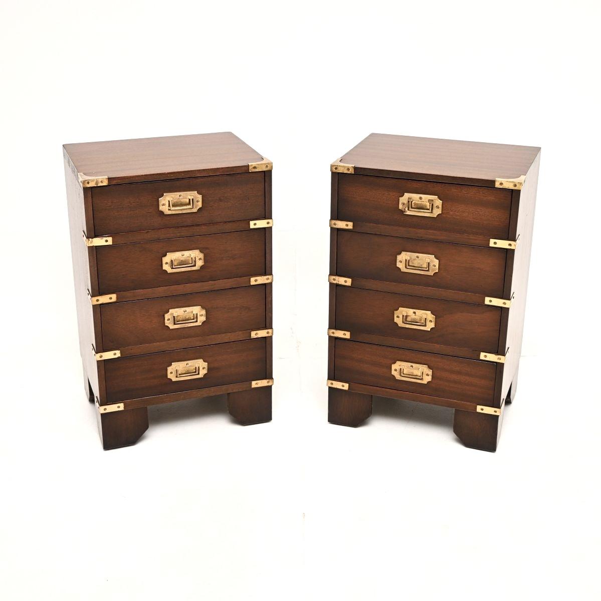 Pair of Military Campaign Style Mahogany Bedside Chests (1 of 10) Pair of Military Campaign Style Mahogany Bedside Chests (1 of 10)
