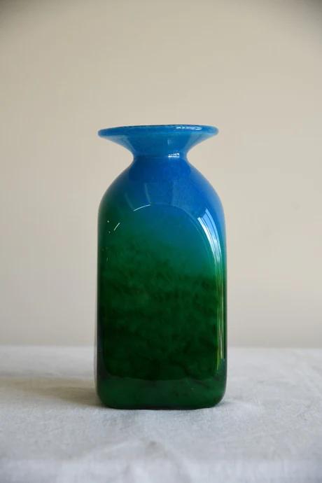 John Orwar Lake Ekenas Sweden Blue & Green Glass Vase (1 of 9)