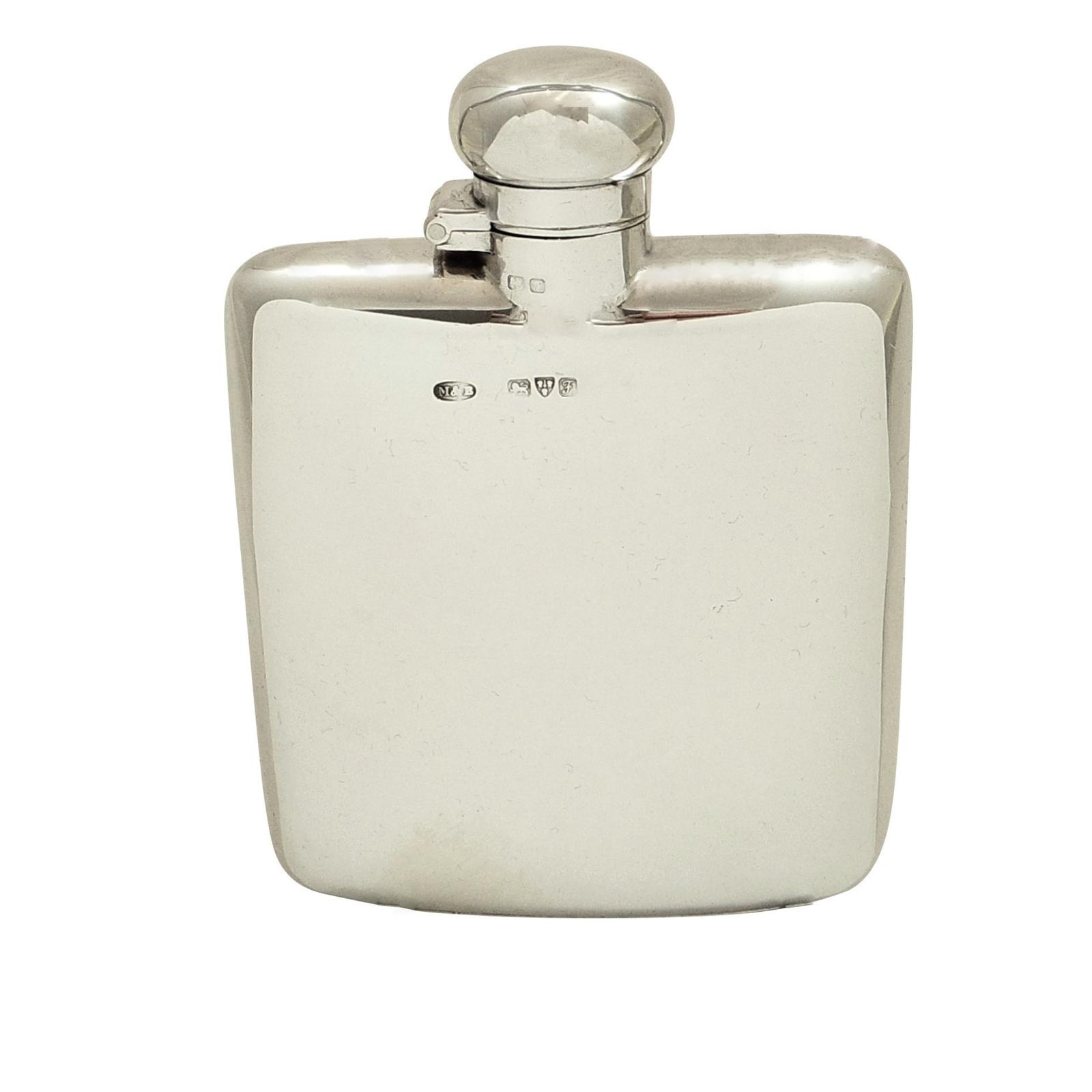Antique Edwardian Sterling Silver Hip Flask 1906 (1 of 9) Antique Edwardian Sterling Silver Hip Flask 1906 (1 of 9)