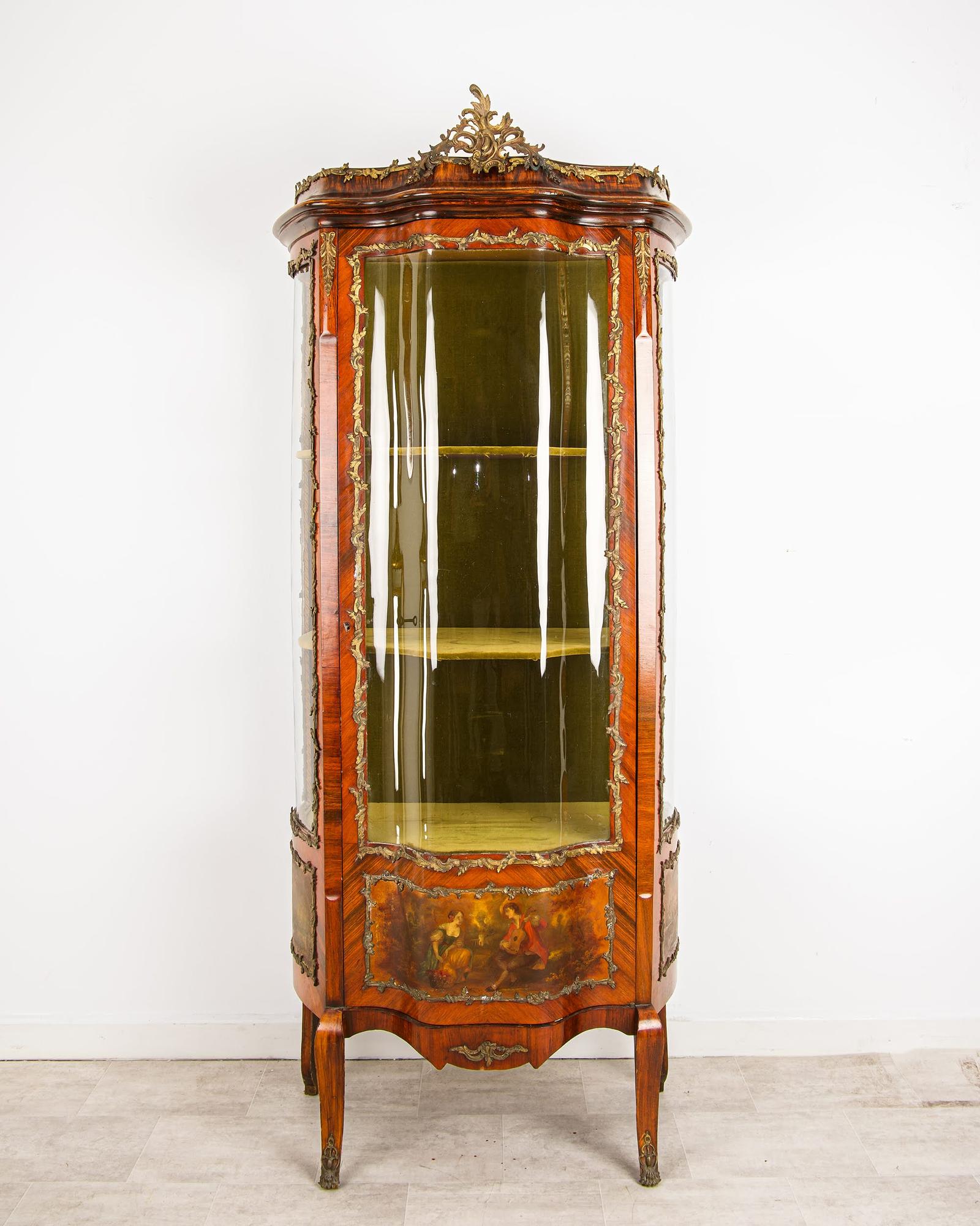 19th Century French Kingwood Vitrine Display Cabinet - Vernis Martin Panels, Ormolu Mounts & Curved Glass (1 of 6) 19th Century French Kingwood Vitrine Display Cabinet - Vernis Martin Panels, Ormolu Mounts & Curved Glass (1 of 6)