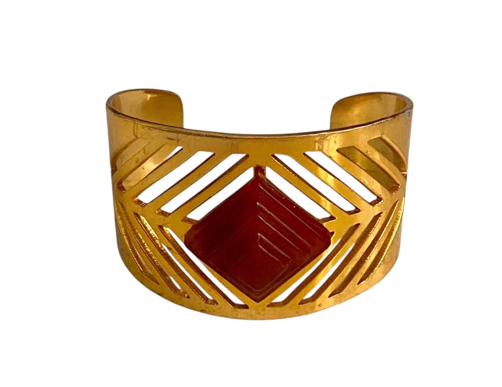 Rare Albert Flamand Fladium Bangle Cuff Bracelet with Bakelite Jewel Art Deco Circa 1935 (1 of 10) Rare Albert Flamand Fladium Bangle Cuff Bracelet with Bakelite Jewel Art Deco Circa 1935 (1 of 10)