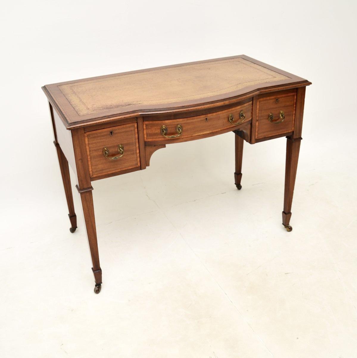 Antique Sheraton Revival Mahogany & Satinwood Desk (1 of 11) Antique Sheraton Revival Mahogany & Satinwood Desk (1 of 11)