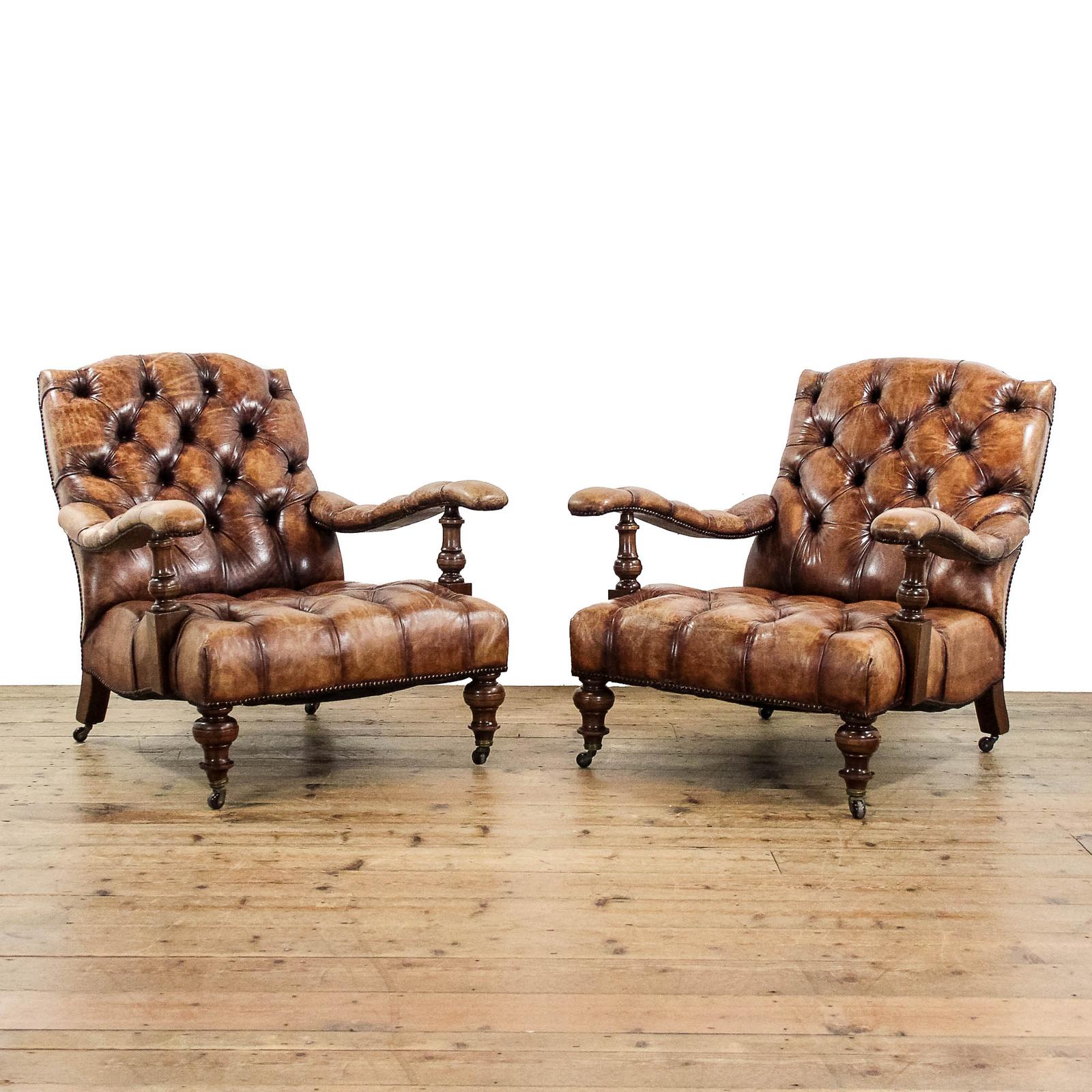 Pair of Antique 19th Century Howard Style Leather Armchairs (1 of 8) Pair of Antique 19th Century Howard Style Leather Armchairs (1 of 8)