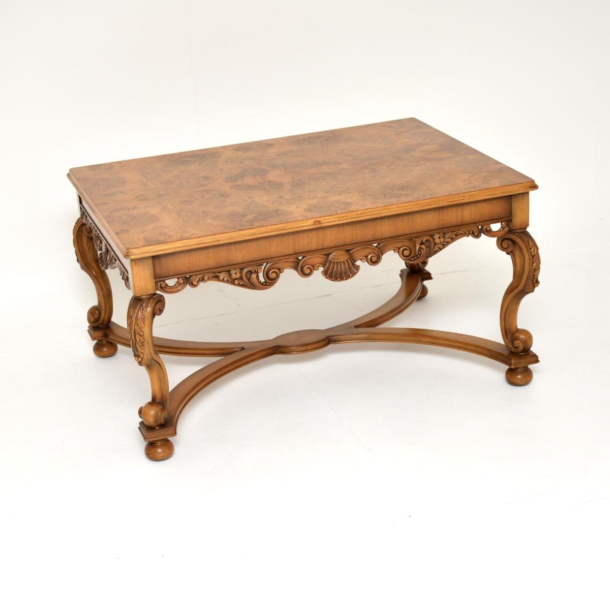 Queen Anne Style Burr Walnut Coffee Table c.1930 (1 of 9)