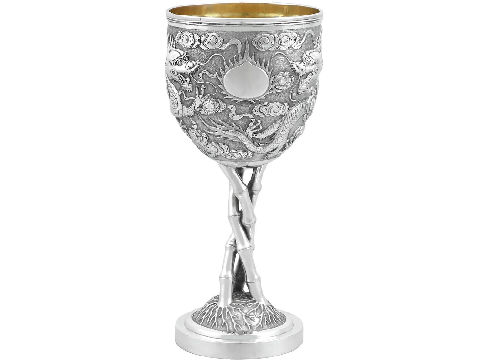 Antique Chinese Export Silver Wine Goblet c.1890 (1 of 9)